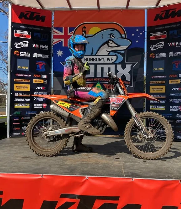 On the podium at the WA Junior Motocross Championship